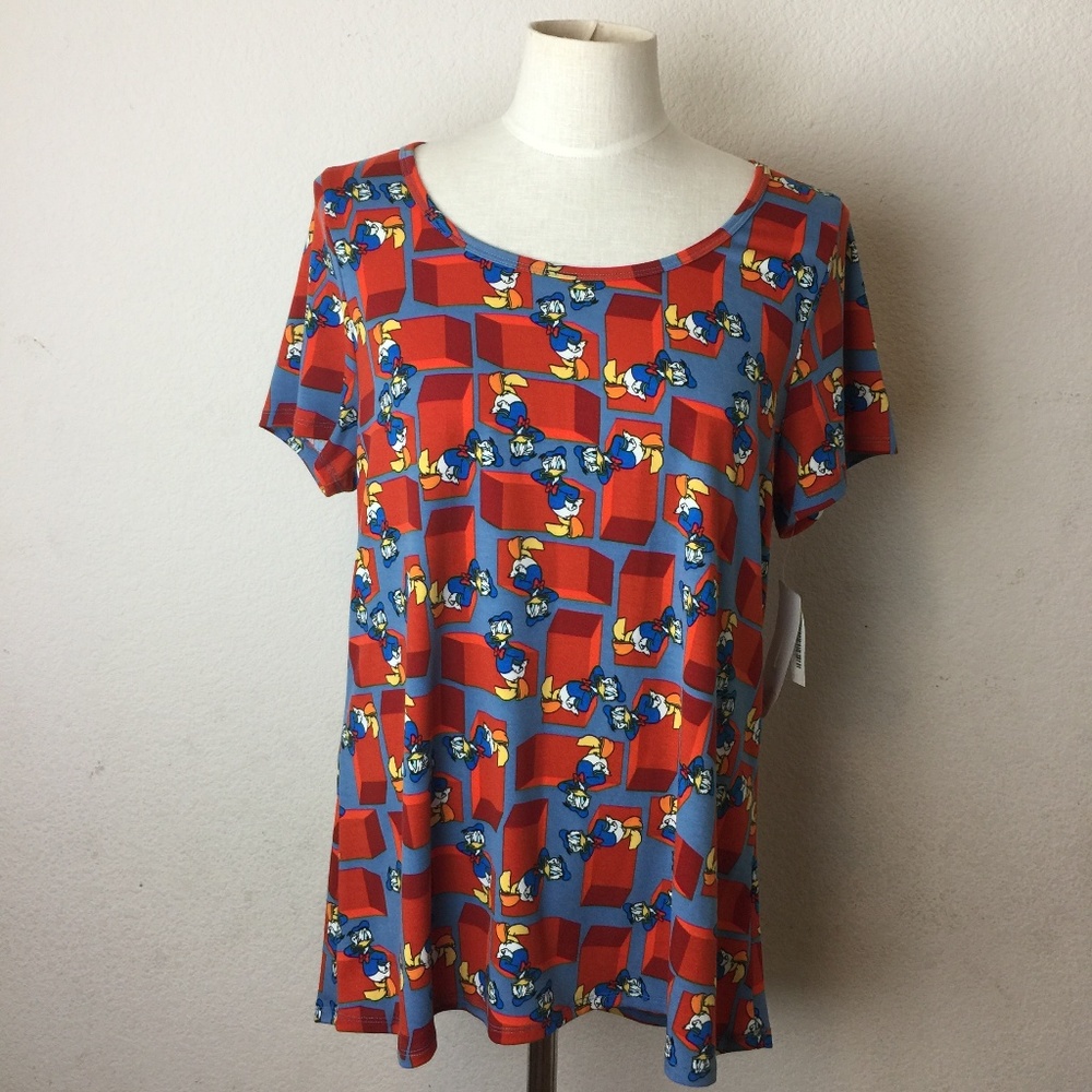 NWT Lularoe X Disney Classic Donald Duck Tee sz L